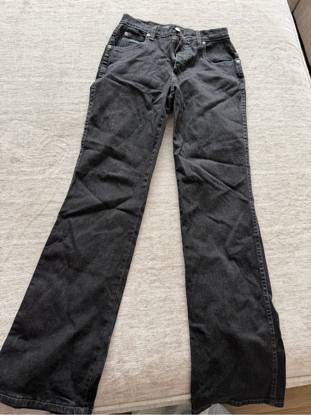 Tractor Black (stone wash) Flare-Leg Jeans.  Stretch